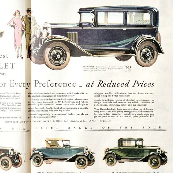 1930 Chevrolet Coach Antique Cars Advertisement Centerfold Post DWJJ19 - Picture 1 of 3